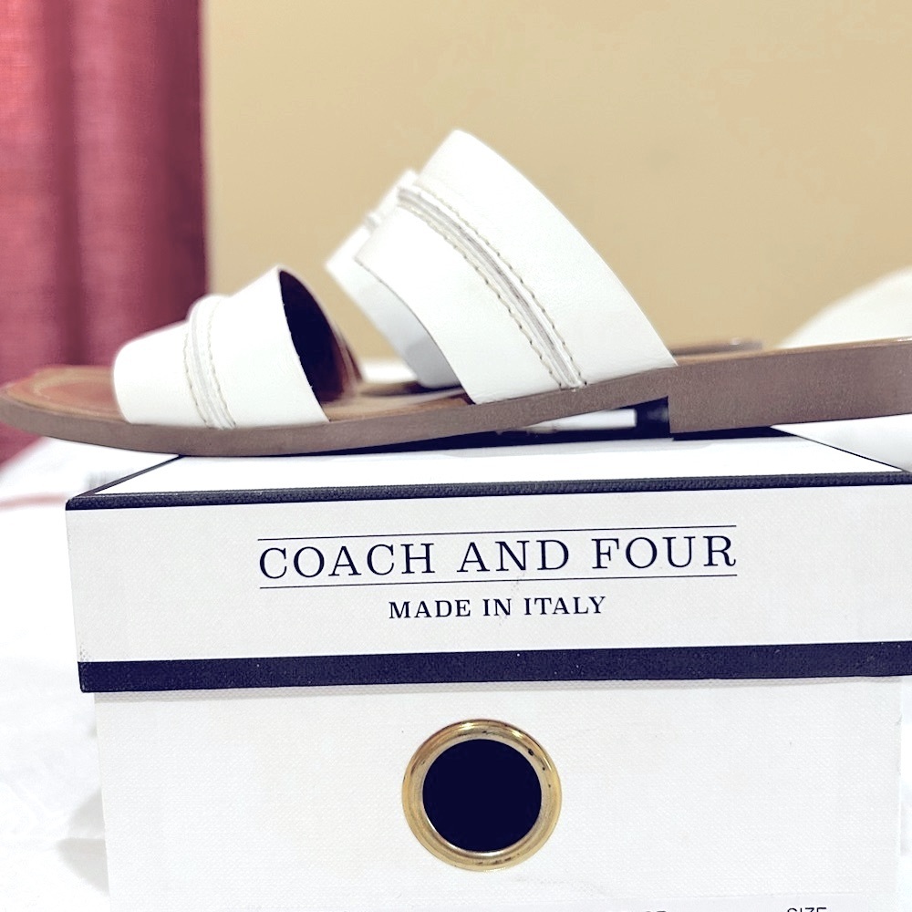 Coach and Four Coach ( & Four) White leather slide Sandals Sz 7 1/2 7.5 Like New